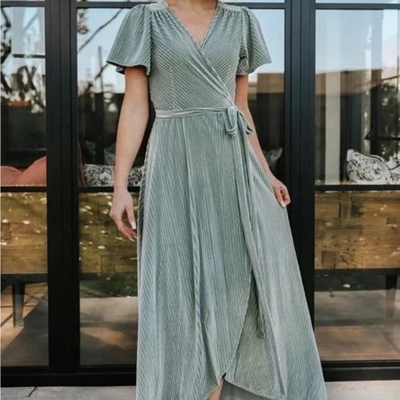 Baltic Born Olive High Low Wrap Dress - Picture 1 of 4